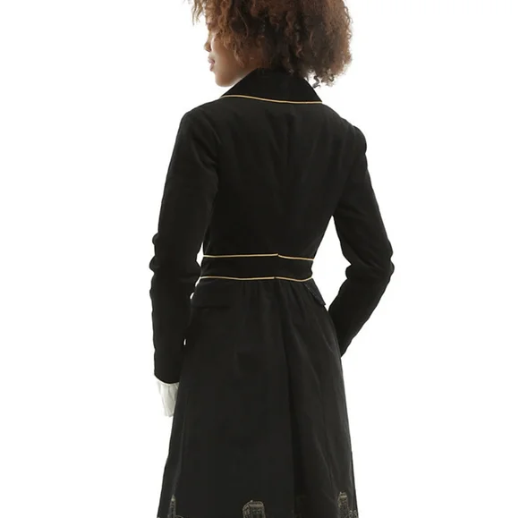 Doctor Who Hot Topic BBC Long Tardis Deep Navy Black Trench Long Coat NWT Medium - Picture 3 of 14